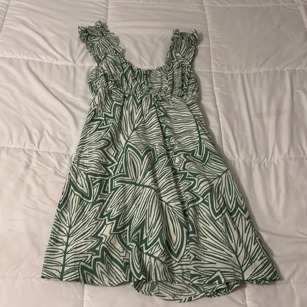 Leaf Print Mini Dress